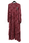Orhan Store Desenli Qupra Elbise- LYN03613 Bordo