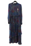 Orhan Store Desenli Qupra Elbise- LYN03619 Lacivert
