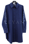 Fuat Gürşen Kolları Taş İşleme Tunik- LYN03593 Lacivert