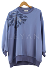 Tığ Triko Çiçek Taş Baskılı Tunik- LYN03638 Mavi