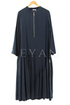 Defrina Fermuar Detaylı Elbise- LYN03652 Lacivert