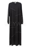 Nuss Taş Detaylı Elbise- LYN03677 Siyah