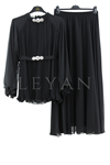 Orhan Store Yakası Taşlı Pilise Takım- LYN03675 Siyah