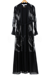 Orhan Store Etek Uçları Pilise Detaylı Abaya İkili Takım- LYN01983 Siyah-Gümüş