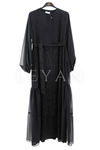 Orhan Store Şifonlu Simli Ferace- LYN03710 Siyah