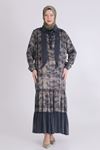 Behrem Fularlı Lyocel Elbise- LYN03478 Siyah