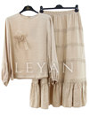 Orhan Store Etekli Keten Takım-  LYN03728 Bej