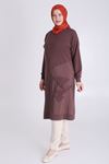Behrem Paraşüt Ve Taş Detaylı Tunik- LYN03731 Kahve