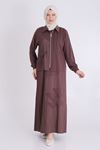 Behrem Taş Detaylı Ceketli Elbise- LYN03734 Kahve