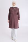 Behrem Taş Detaylı Tunik- LYN03746 Kahve