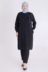Behrem Payet Ve Çiçek Detaylı Tunik- LYN03747 Siyah