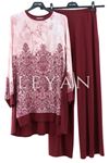 Fuat Gürşen Desenli Takım- LYN03748 Bordo