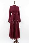 My312 Piliseli Elbise- LYN03689 Bordo