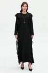 Müsemma Yıldız Saten Elbise- LYN03760 Siyah