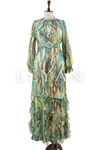 Orhan Store Desenli Elbise- LYN03773 Yeşil