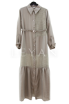 Orhan Store File Detaylı Elbise- LYN03780 Haki