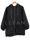Taş Şeritli Kapitone Ceket-LYN01593 Siyah