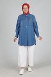 Taşlı Tensel Tunik-LYN02409 Mavi