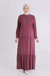 Behrem Dikiş Detaylı Takım- LYN03790 Vişne