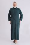 Behrem Fırfır Detaylı Elbise- LYN03794 Petrol