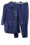 Tığ Triko Nakışlı Pantolonlu Takım- LYN03807 Lacivert