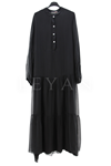 Düğmeli İthal Elbise- LYN03813 Siyah