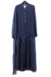 Düğmeli İthal Elbise- LYN03813 Lacivert
