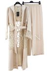 Orhan Store Organze Detaylı Ceket Takım- LYN03818 Bej