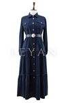 Orhan Store İşlemeli Elbise- LYN03835 Lacivert