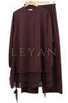 Şifon Detaylı Penye Takım-LYN02558 Kahve