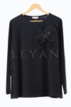 Güpür Detaylı Şifonlu Bluz- LYN03845 Siyah