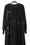 Defrina Deri Ve Jakar Detaylı Elbise- LYN03878 Siyah