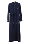 Nuss Çıtçıt Detaylı Elbise- LYN03816 Lacivert