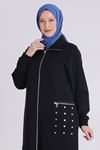 Behrem Zımba Detaylı Ferace- LYN03917 Siyah