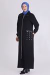 Behrem Zımba Detaylı Ferace- LYN03917 Siyah