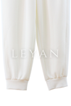 Sentez Ninova Paçası Lastikli Pantolon- LYN03977 Beyaz