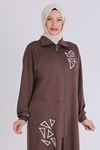 Behrem İşleme Ve Boncuk Detaylı Takım- LYN03920 Kahve