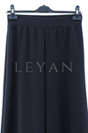Sentez Venedik Beli Lastikli Geniş Paça Pantolon- LYN03976 Siyah