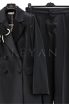 Orhan Store İnci-Gül Broşlu Saten Takım- LYN03856 Siyah