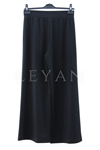 Sentez Venedik Beli Lastikli Geniş Paça Pantolon- LYN03976 Siyah