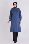 Behrem Fermuar Detaylı Tunik- LYN03908 İndigo