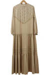 Fisto Detaylı Viscon Elbise- LYN02633 Bej