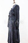 Orhan Store Desenli Qupra Elbise- LYN04065 İndigo