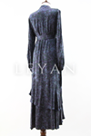 Orhan Store Desenli Qupra Elbise- LYN04065 İndigo