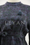 Orhan Store Desenli Qupra Elbise- LYN04065 İndigo