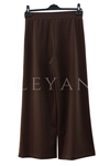 Sentez Venedik Beli Lastikli Geniş Paça Pantolon- LYN03976 Kahve