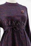 Orhan Store Desenli Qupra Elbise- LYN04065 Bordo