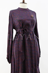 Orhan Store Desenli Qupra Elbise- LYN04065 Bordo