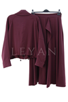 My312 Yakası Taşlı Takım- LYN04058 Bordo