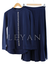 Nuss Taşlı Etekli Takım- LYN04096 Lacivert